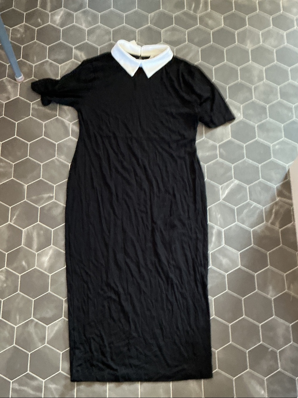 ASOS Black Midi Dress with White Collar